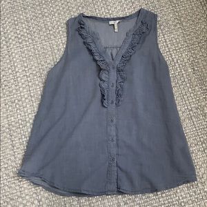 Joie Dusty Blue Ruffled Tank